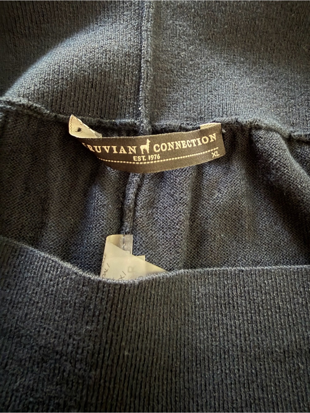 Peruvian Connection Pants Size XL Black Wide Leg Pima Cotton Modal High Rise - Picture 6 of 6